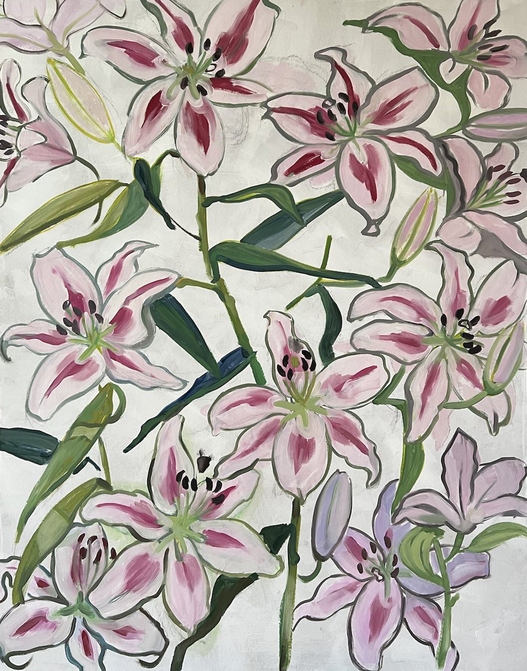 #34 Bouquet de Lys / Huile sur carton / 60 x 80 cm / 2024